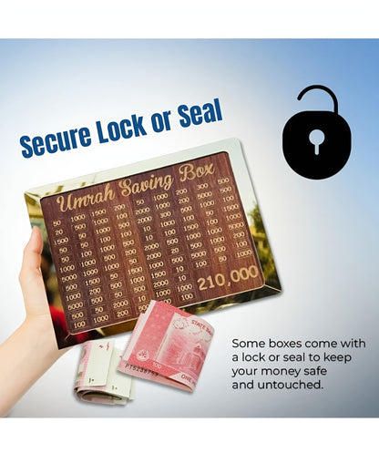 Umrah Savings Box – 280 Days Wooden Money Saving Jar | Hajj & Umrah Planner