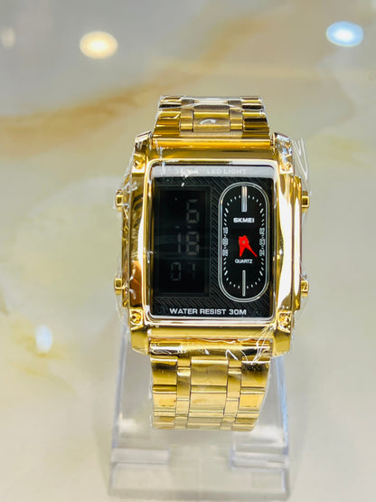 Skmei 3 Time Gold Watch